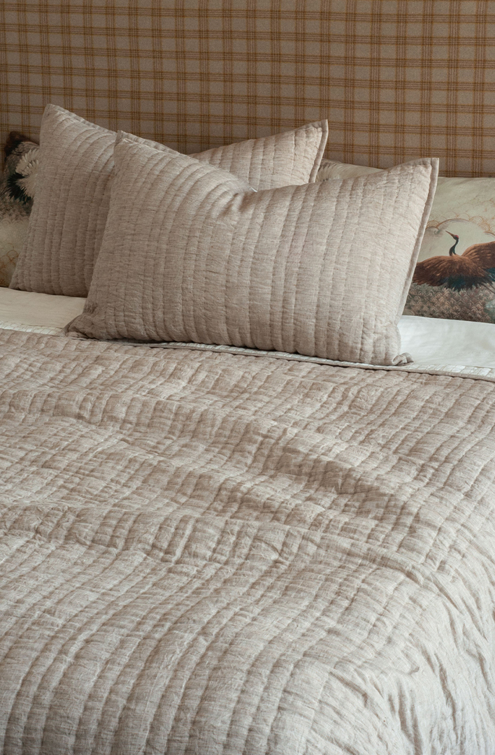 Bianca Lorenne Ricamo Driftwood Bedspread | Luxury Linen Bedspread NZ image 0